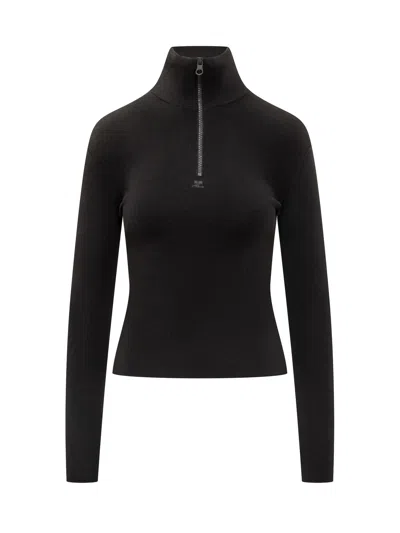 Courrèges Courreges High Neck Merino Wool Sweater In Black