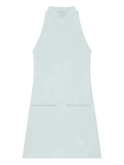 Courrèges High-neck Pocket Dress In Blue