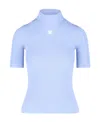 Courrèges Knit Viscose Blend Logo Top In Blue