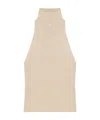 Courrèges Mockneck Ribbed Cotton-wool Top In Nude