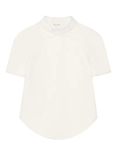 Courrèges High-neck Short-sleeve Top In White