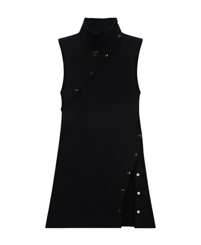 Courrèges High-neck Sleeveless Jumper In Black