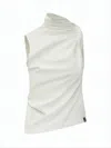 Courrèges High-neck Sleeveless Top With Subtle Ruching In White