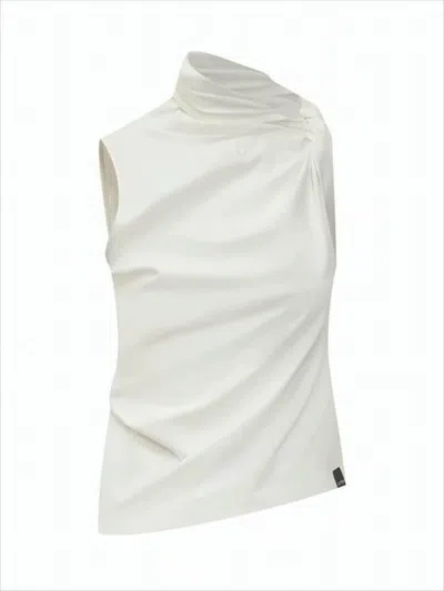 Courrèges High-neck Sleeveless Top With Subtle Ruching In White