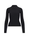 COURRÈGES COURRÈGES HIGH-NECK SWEATER IN BLACK COTTON AND WOOL BLEND