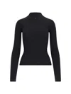 Courrèges High-neck Sweater In Black Cotton And Wool Blend In Black