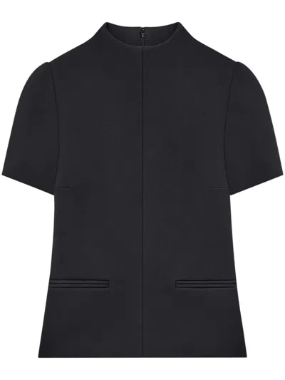 Courrèges Logo-embroidered Twill T-shirt In Black  