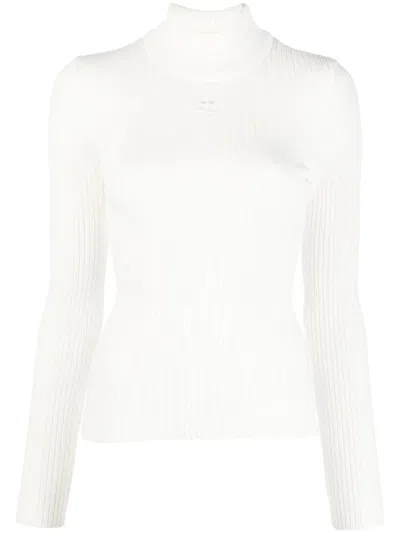 Courrèges Ribbed-knit Top In Bianco