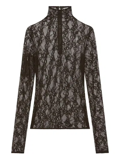 COURRÈGES COURREGÈS HIGH-NECK TOP WITH LACE PANELS