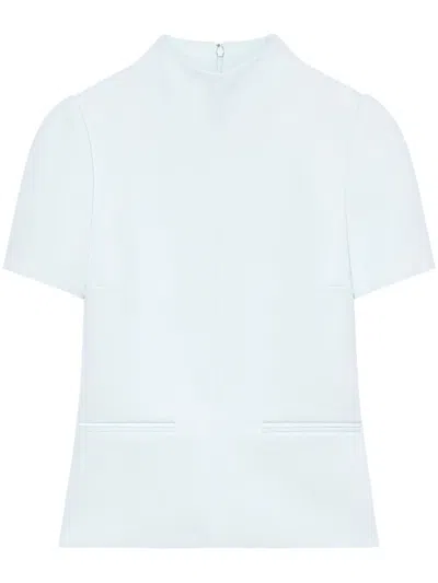 Courrèges High-neck Twill T-shirt In Blue