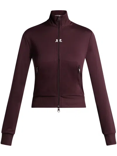 Courrèges Interlock Logo-embroidered Track Jacket In Brown