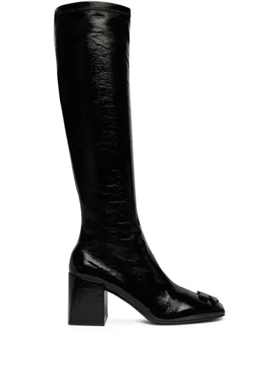 Courrèges High-shine Black Calf Leather Knee-high Boots