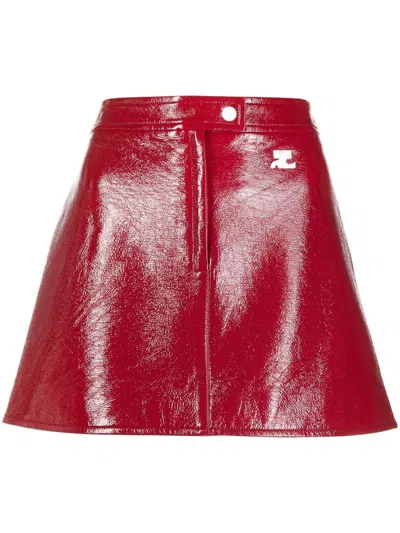 Courrèges High-shine Finish Mini Skirt In Red