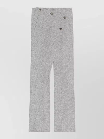 Courrèges High Waist Wide Leg Wool Trousers In Gray