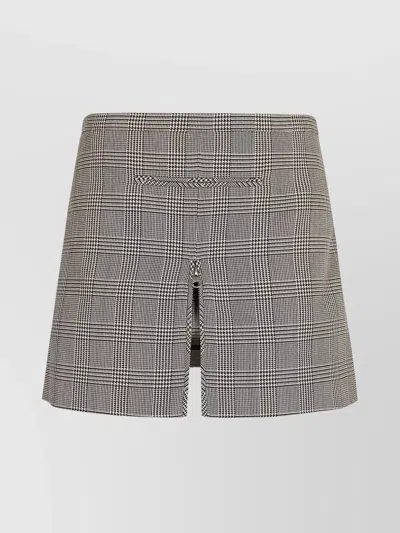 Courrèges High-waisted Checked Pattern Mini-skirt With Front Slit In Multi