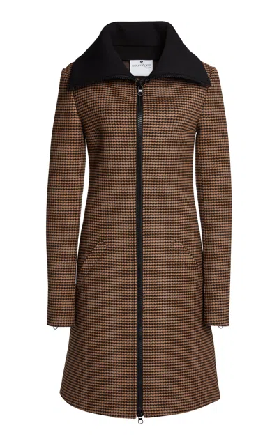 Courrèges High-collar Houndstooth Tailored Coat In Brown