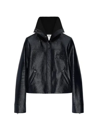 Courrèges High-collar Vinyl Jacket In Blue