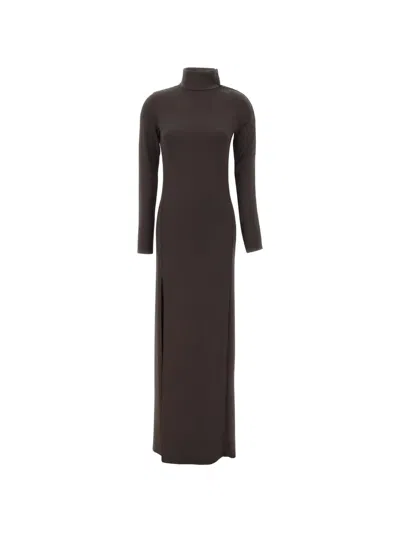 Courrèges Stretch-jersey Turtleneck Maxi Dress In Brown