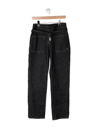 Pre-owned Courrèges High-rise Straight Leg Jeans In Black