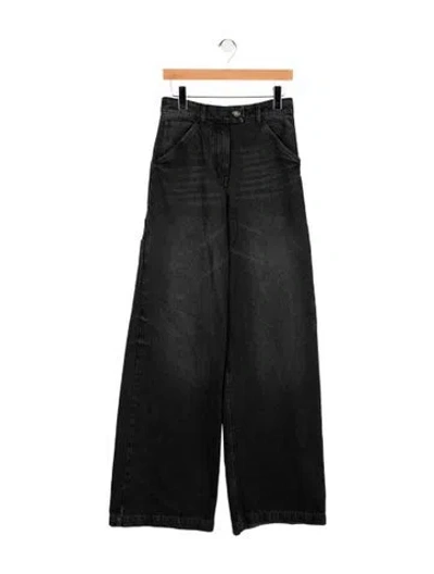 Pre-owned Courrèges High-rise Wide Leg Jeans In Black