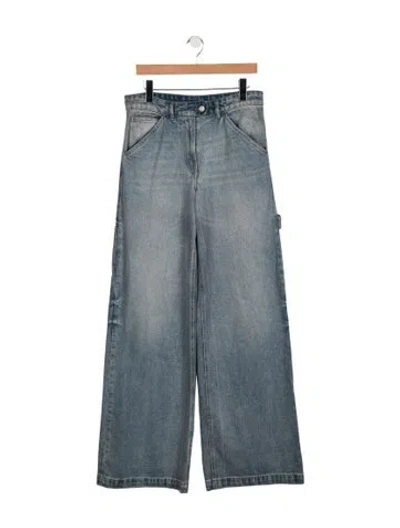 Pre-owned Courrèges High-rise Wide Leg Jeans In Blue