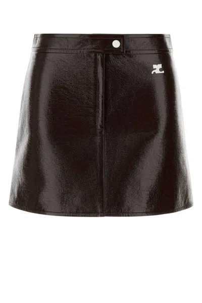Courrèges Courreges High-shine Vinyl Mini Skirt In Brown