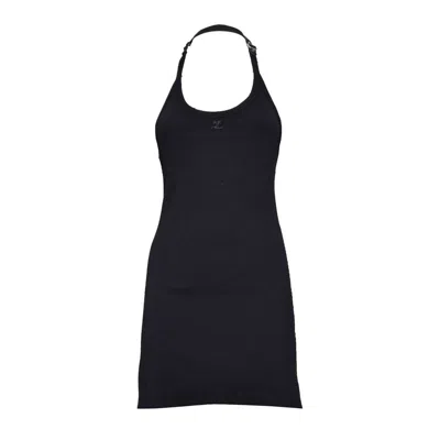 Courrèges Holistic Buckle 90's Black Cotton Short Dress