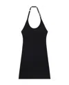 Courrèges White Stretch Cotton Fitted Mini Dress In Black