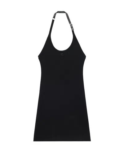 Courrèges Holistic Buckle 90's Logo-patch Minidress In Black
