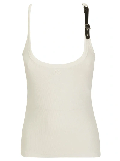 Courrèges Holistic Buckle 90s Rib Tank Top In Heritage White