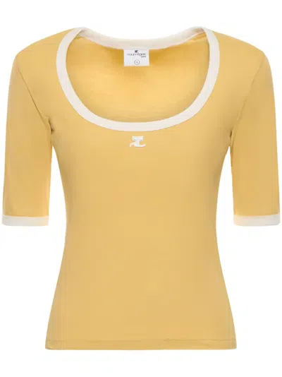 Courrèges Courreges Holistic Contrast T-shirt In Yellow