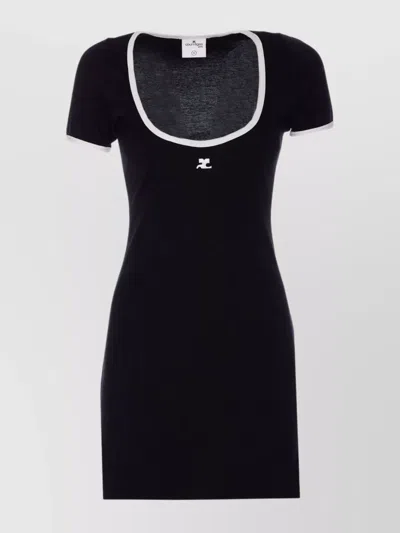 COURRÈGES HOLISTIC CONTRAST DRESS SCOOP NECKLINE