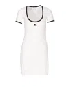 Courrèges Ribbed Cotton Mini Dress With Logo Embroidery In White