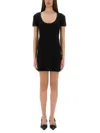 Courrèges Cotton Short Sleeves Mini Dress In Black