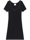 Courrèges Cotton Short Sleeves Mini Dress In Black