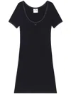 Courrèges Cotton Short Sleeves Mini Dress In Black