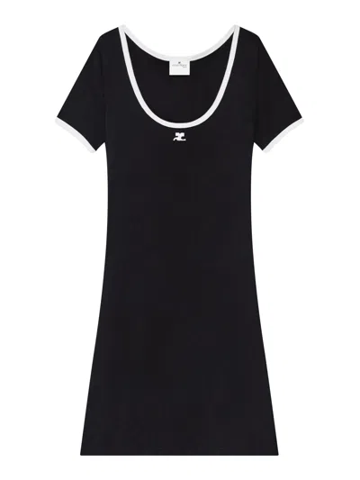 COURRÈGES HOLISTIC CONTRAST MINI DRESS