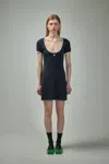 Courrèges Holistic Contrast Jersey Mini Dress In Black