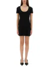 Courrèges Cotton Short Sleeves Mini Dress In Black In Black