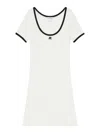 Courrèges Ribbed Cotton Mini Dress With Logo Embroidery In White