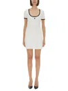 Courrèges Ribbed Cotton Mini Dress With Logo Embroidery In White