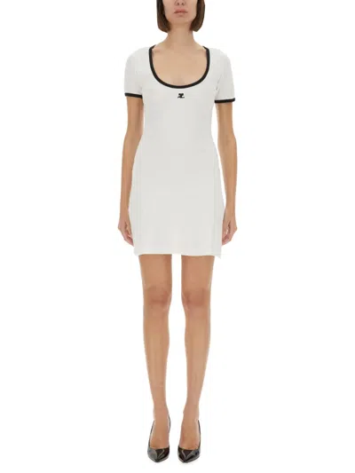 Courrèges Black/white Mini Dress In Cotton