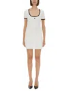 Courrèges Ribbed Cotton Mini Dress With Logo Embroidery In White