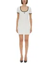 Courrèges Ribbed Cotton Mini Dress With Logo Embroidery In White