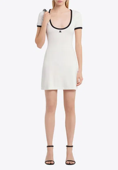 Courrèges Holistic Contrast Mini Dress In White