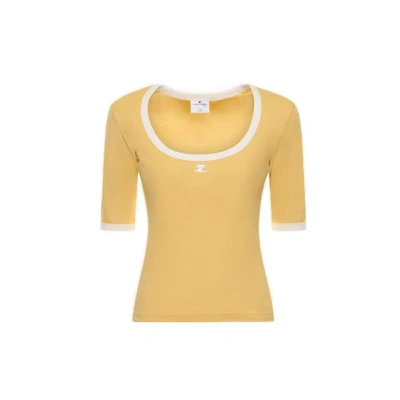 Courrèges Holistic Contrast Straight Hem T In Yellow