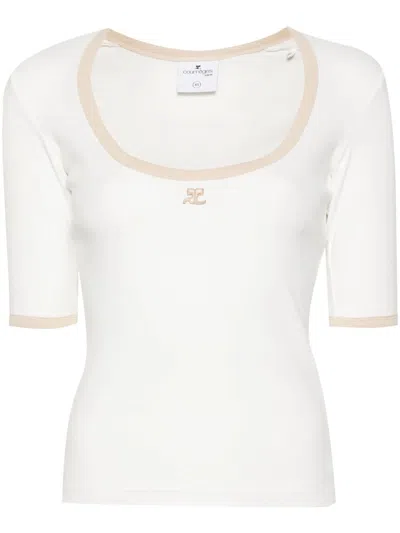 Courrèges Holistic Contrast-trimmed Cotton Top In White