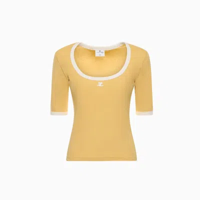 Courrèges Courreges Holistic Contrast T-shirt In Yellow