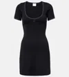 Courrèges Cotton Short Sleeves Mini Dress In Black In Black