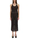 Courrèges Holistic Sheer Cotton Midi Dress In Black